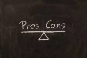 Pros and cons words on balance beam.